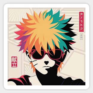 Multicolored Manga Boy - Anime Pop T-Shirt Design Sticker